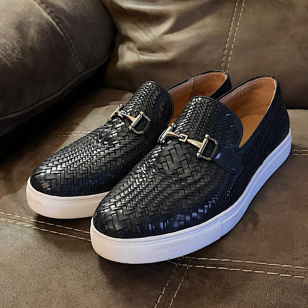 Marc Nolan Navy Woven Horse-Bit Sneakers